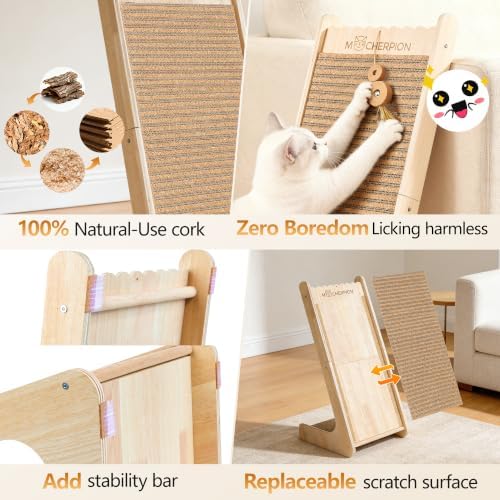 Cork Cat Scratch Cardboard-cat Scratching Post Replaceable pad-Cat Scratcher Pad for Indoor-Cat Ramp-Cat Furniture Protect Sofa-Prevent Cats from Scratching Furniture-Eco-Scratcher Post Toy Gifts - Image 3