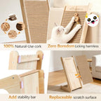 Cork Cat Scratch Cardboard-cat Scratching Post with Replaceable pad-Cat Scratcher Pad for Indoor-Cat Ramp-Cat Furniture Protect Sofa-Prevent Cats from Scratching Furniture-Eco-1 Frame & 2 Pads - Image 3