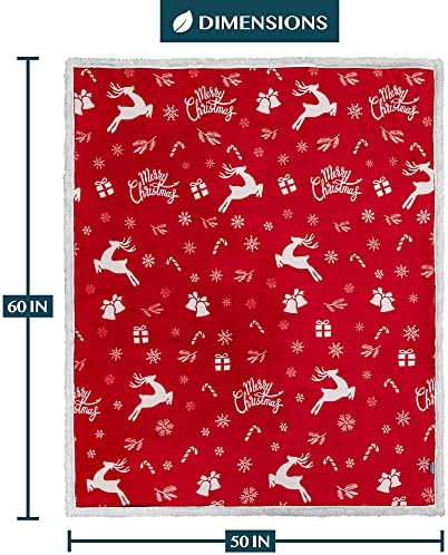 PAVILIA Red Reindeer Christmas Sherpa Throw Blanket, Ultra Soft Reversible Fleece Sherpa 50x60 Winter Blanket for Couch & Bed, Cozy Christmas Home Decor Holiday - Image 4