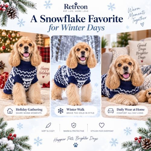 Dog Sweater for Medium Dogs Girl Boy Winter, Dog Clothes, Blue, L - Image 7