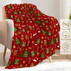 Christmas Decorative Throw Blanket, Gingerbread Tree Hat Sock Bow Star Print Decoration, Soft Flannel Winter Blankets for Couch Bed Sofa, Holiday Home Decor, Xmas Festival Gifts 40x50 Inch - Image 3