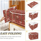 Bolaz Checked Bow Storage Bins with Lids and Handles, Storage Box Basket with Cover Collapsible Organizer Containers for Home Closet, Shelves - Image 4