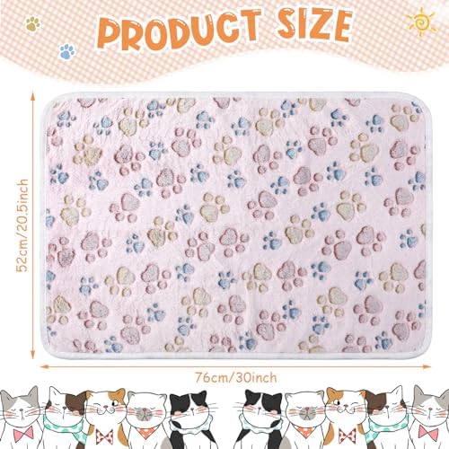Tatuo 4 Pcs Fleece Dog Blanket for Puppy Cat, Beige, 30 x 20.5 in, Paw - Image 6