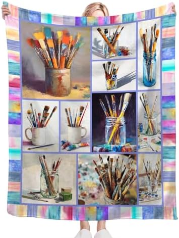 Artist Gifts Blanket for Girls Women Men Adults Soft Cozy Fleece Art Teacher Throw Blankets Warm Flannel Plush Stuff Lightweight Decorative for Couch Bed Sofa 60"X50" - Image 6