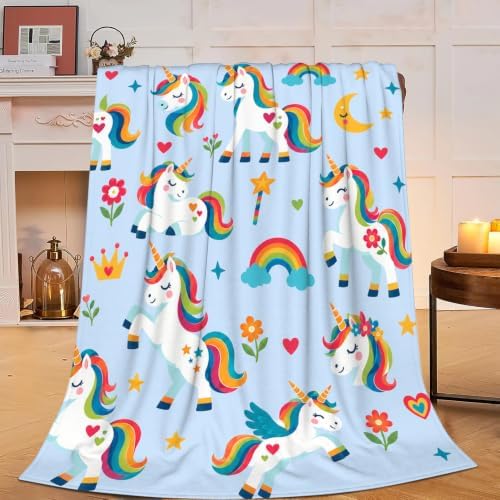Rainbow Unicorn Throw Blanket Fantasy Magic Gifts for Kids 60''X80'' by Fuzawet