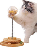 Marchul Cat Puzzle Feeder, Interactive Cat Toy with Treat Dispenser & Roller Track Ball, Wooden Slow Feeder Ball for Indoor Cats, 3-in-1 Food Puzzle Toy for Mental Stimulation