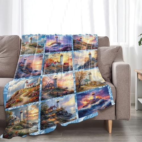 Lighthouse Blanket for Girls Women Boys Men Adults Kids Soft Cozy Fleece Nautical Throw Blankets Gifts Warm Flannel Plush Lightweight Decor for Couch Bed Sofa 50"X40" - Image 6