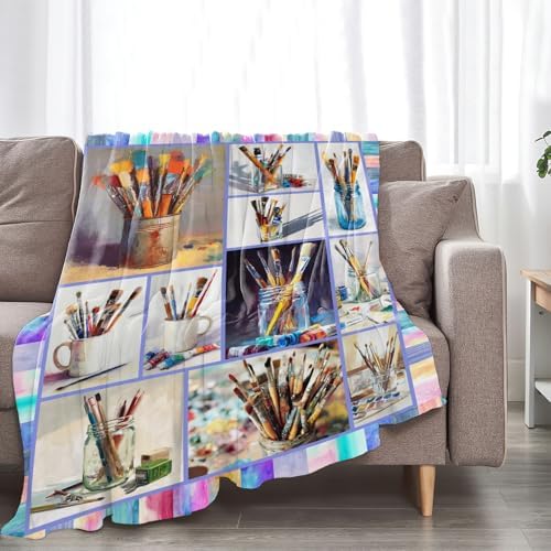 Artist Gifts Blanket for Girls Women Men Adults Soft Cozy Fleece Art Teacher Throw Blankets Warm Flannel Plush Stuff Lightweight Decorative for Couch Bed Sofa 50"X40" - Image 5