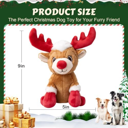 Newget Christmas Squeaky Dog Toys, Plush Dog Chew Toys with Crinkle Paper - Image 3