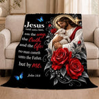 Christian Jesus Throw Blanket John Bible Verse Faith Gifts 40''x50'' - Image 2