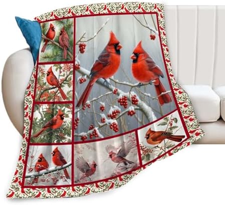 Cardinal Blanket Red Bird Throw Blanket Gifts for Women Men Boys Girls Kids Adults Super Soft Cozy Plush Fluffy Fuzzy Fleece Blanket Home Decor 50''X60'' - Image 7
