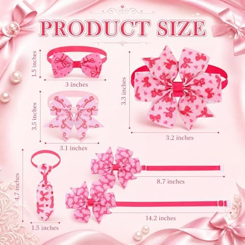 Talltalk 120 Pcs Pink Bow Dog Bow Tie Basic Collar Set - Image 2