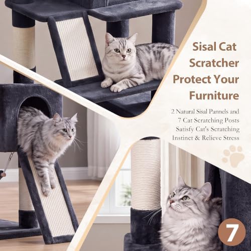 Gitelsnour Cat Tree, 71'' Tower for Large Cat with Scratching Post, GCT032G - Image 2