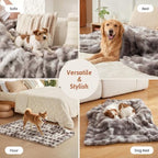 COZY KISS Faux Fur Blanket, Dog Blanket for Bed, 60"x80", Tie-Dye Gray - Image 6