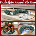 Warm Fluffy Cat Tunnel Under Christmas Tree with 8 Cat Toys - Image 6