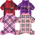XPUDAC 4 Pack Plaid Dog Pajamas Outfits Cozy Doggy Clothes for Small Medium Dogs Girl Boy Puppy Onesie for Christmas Pet Pjs Jammies, L by XPUDAC