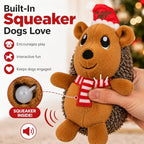 Christmas Hedgehog Squeaky Dog Toy for Small & Medium Dogs, Soft Plush Stuffed Puppy Toy with Built-In Squeaker, Interactive Indoor Play Toy for Gentle Chewers, Machine Washable Holiday Dog Gift - Image 5