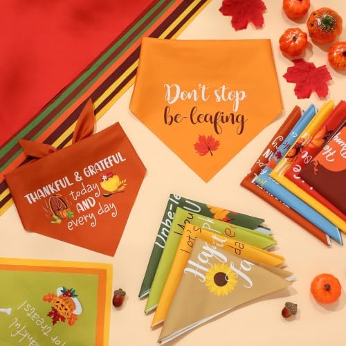 100 Pcs Fall Thanksgiving Dog Bandana Bulk with Sayings Pet Triangle Scarf Bibs Washable Puppy Kerchief Adjustable Grooming Supplies for Small Medium Large Dog Cat Costume Accessories - Image 6