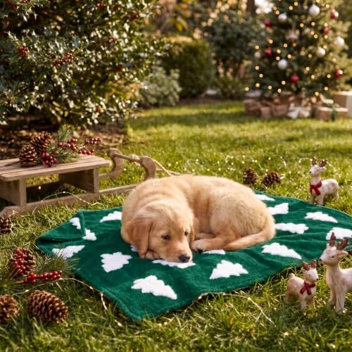 Horaldaily Christmas Green Trees Shape 3D Textured Pets Blanket 16x23 - Image 4