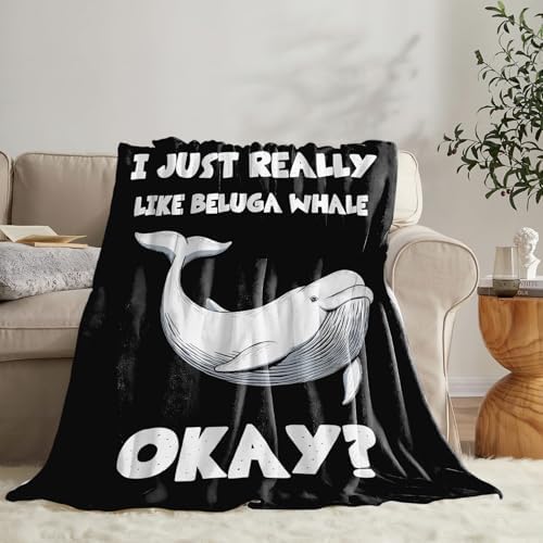 Beluga Whale Blanket for Girls Women Boys Men Adults Kids Soft Cozy Fleece Ocean White Whale Throw Blankets Gifts Warm Flannel Plush Lightweight Decor for Couch Bed Sofa 60"X50" - Image 4