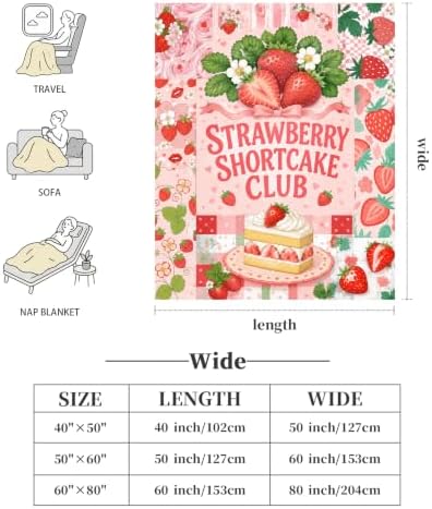 Strawberry Shortcake Throw Blanket Cute Berry Dessert Gifts 50''x60'' - Image 6