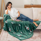 Berkshire Blanket Peanuts® Heavyweight Christmas Blanket,VelvetLoft® Cute Character Snoopy Plush Bed Blanket,Peanuts Be Merry and Bright Green,60 in x 70 in (Official Peanuts® Product) - Image 3