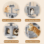 Yaheetech 62in Cat Tree Tower, Double Condo, Multi Platforms, Scratch Posts - Image 4
