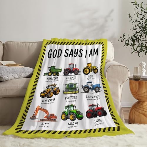 Tractor Throw Blanket Farm Tractor Stuff Gifts for Kids Girls Boys Adults Women Man Soft Cozy Warm Plush Fluffy Fuzzy Fleece Blanket Decor 60''X80'' - Image 2