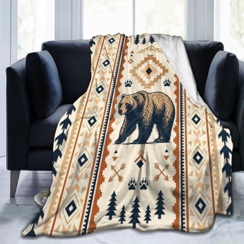Bear Southwestern Blanket Bear Western Throw Stuff Gifts 80"x60" by Unknown