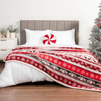 PAVILIA Christmas Sherpa Throw Blanket, Red & White Snowflake, Reindeer, Reversible Fleece & Sherpa Cozy Winter Blanket for Couch & Bed, 50x60, Christmas & Holiday Decor - Image 7