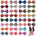 Plaid Dog Bow Ties Bulk for Large Dogs 30 Pack 5.1"*3.1" L by Bestwishforyou