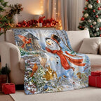 Neasow Christmas Throw Blanket, Snowman and Redbirds Cabin Animals Design Soft Fuzzy Cozy Flannel Blanket Gift for Family and Friends Home Sofa Couch Chair Decorative 50x60 Inch - Image 4