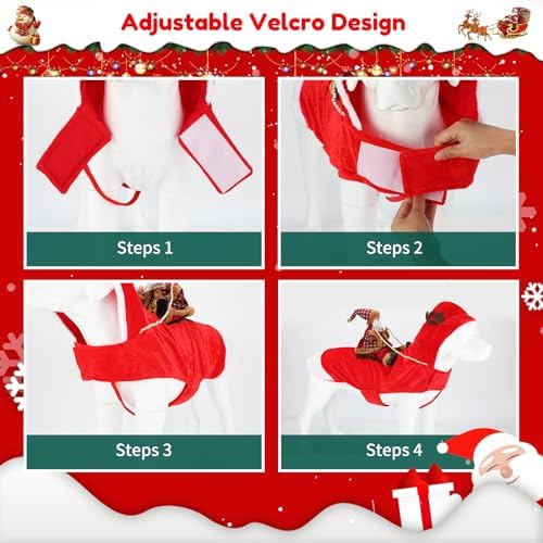 BWOGUE Santa Dog Costume, Dog Christmas Outfit, Santa Rider Costume XL Size - Image 6