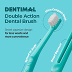 Breezytail Dentimal Double Action Pet Toothbrush (4 Pack) - 0.63" Ultra-Compact Head for Small to Medium Dogs & Cats, Dupont Ultra-Soft 90-Micron Micro-Fine Bristles, 15° Angled
