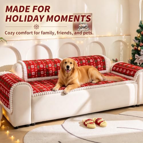 Christmas Couch Cover, Christmas Plush Sofa Cover for Dog Pet 1PC - Image 5