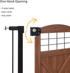 beeNbkks Farmhouse Barn Door Dog Gate, 30" Tall Anti-Trip Pet Barrier | No-Drill Pressure Mounted Pet Gate Fits 29"-40" Wide Openings, Featuring Wooden Walk-Through Door and Metal Frame