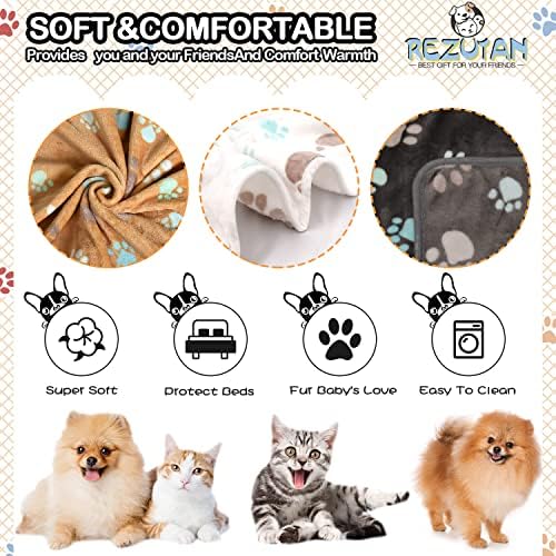 Rezutan Blanket for Large Dogs & Cats Soft Reversible Cute Paw 40"x31" - Image 2