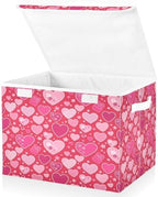 Bolaz Valentines Red Heart Flower Florals Storage Bins with Lids and Handles, Foldable Storage Box Storage Basket with Cover Collapsible Organizer Containers for Home Closet, Shelves by Unknown