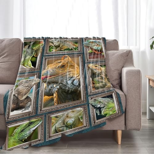 Lizard Blanket for Girls Women Boys Men Adults Kids Soft Cozy Fleece Iguana Reptile Lovers Throw Blankets Gifts Warm Flannel Plush Stuff Lightweight Decorative for Couch Bed Sofa 50"X40" - Image 6