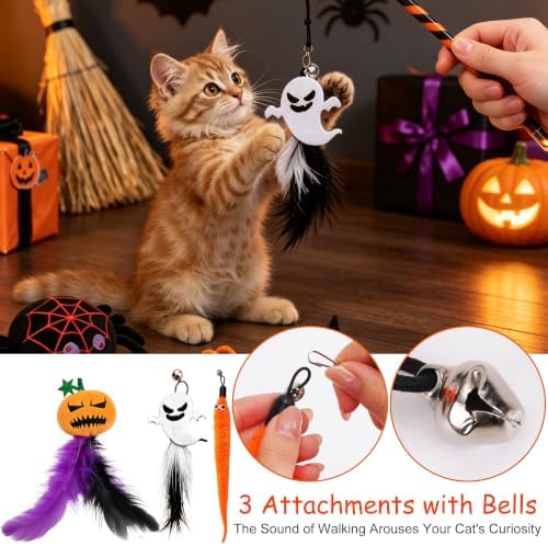 13 Day Halloween Cat Advent Calendar 2026, Interactive Cat Toys Countdown Calendar with Feather Wand, Plush Mice, Bell Balls, Springs, for Cats - Image 6