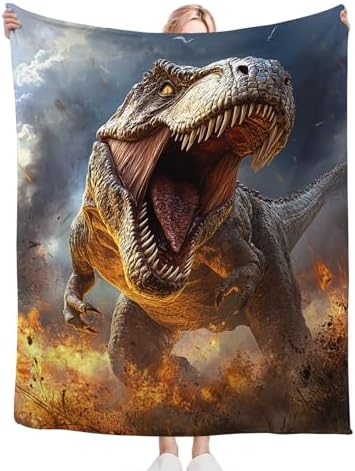 Fire Dinosaur Blanket for Girls Women Boys Men Adults Kids Soft Cozy Fleece T-Rex Dino Throw Blankets Gifts Warm Flannel Plush Lightweight Decor for Couch Bed Sofa 50"X40" - Image 6