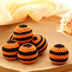 Halloween Theme Cat Toys Ball with Bell, Hand-Knitted Woolen Yarn Cat Ball - Image 2