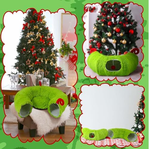 Frienda Christmas Cat Tunnel Bed Under Christmas Tree 3ft x 3ft x 9.4in - Image 5