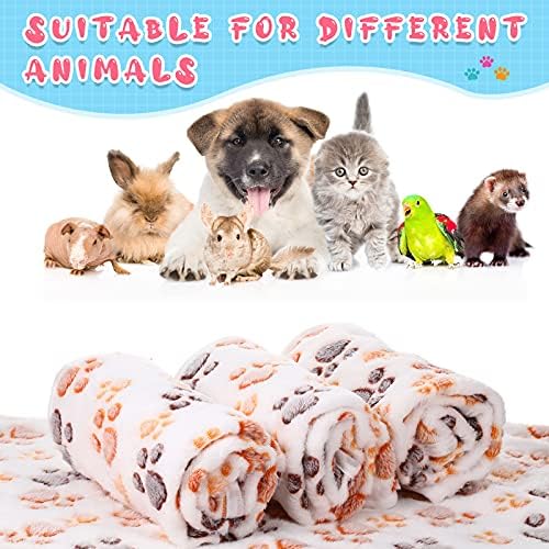 Tatuo 4 Pcs Fleece Dog Blanket for Puppy Cat, Cream, 41 x 30 in, Paw - Image 6