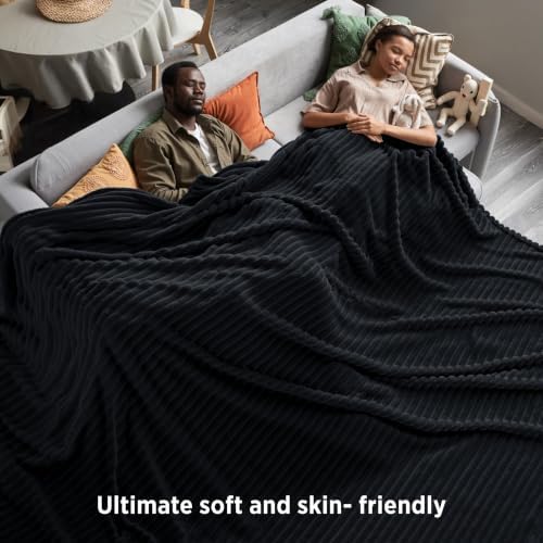 Bedsure Extra Soft Large Fleece Blanket for Bed Black 120"x120" - Image 5
