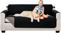 Sofa Shield® Couch Slip Covers for Dogs, Reversible Furniture Protector with Strap, Stain and Tear Resistant Cushion Cover, 70 inch Seat, Machine Washable Slipcover Pets, Cats, Black Gray