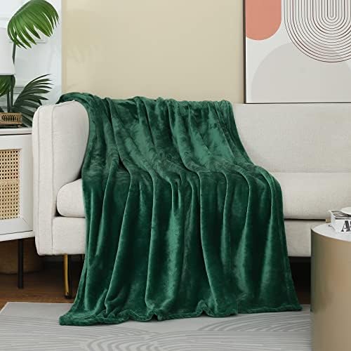 Forest Green Fleece Plush Throw Blanket 60"x80"for Couch Fuzzy Cozy Flannel by JIAHANNHA