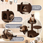 Yaheetech 54in Cat Tree Tower, 2 Caves, Kitten-Ear Perch & Scratching Posts - Image 3