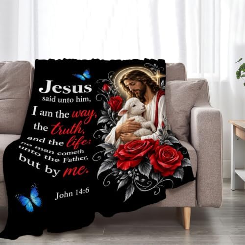 Christian Jesus Throw Blanket John Bible Verse Faith Gifts 60''X80'' - Image 5