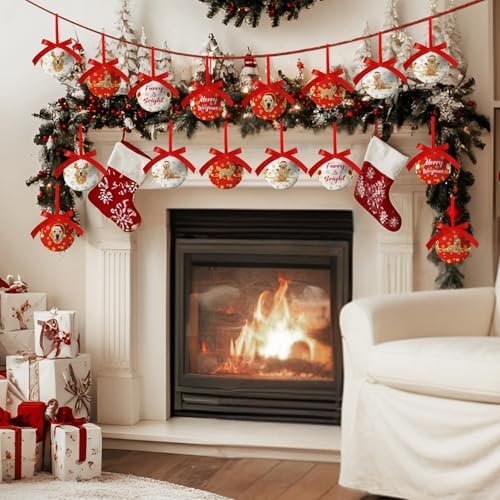 Golden Retriever Christmas Decor - Dog Christmas Tree Decorations Golden Retriever Ornament Hanging Balls, Cute Decorations Ball 2.36 Inch for Xmas Tree Party Home Holiday，Xmas Gifts Set of 16Pcs - Image 5